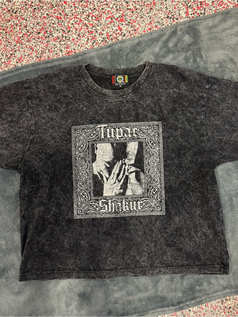 Tupac Graphic vintage wash charcoal grey Short Sleeve Tee